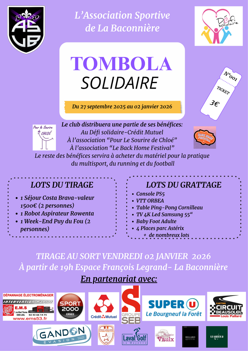 Tombola solidaire du club